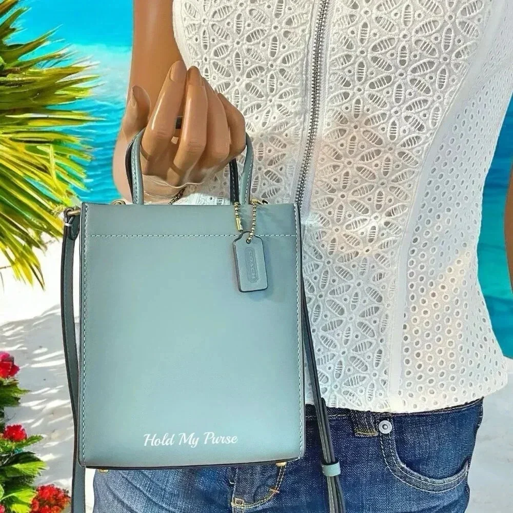 Coach Glove Tanned Leather Mini Cashin Carry Sage Green Tote Bag Purse NWT
